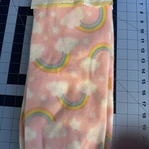 Kids Pink Blanket with Rainbow and Cloud Design